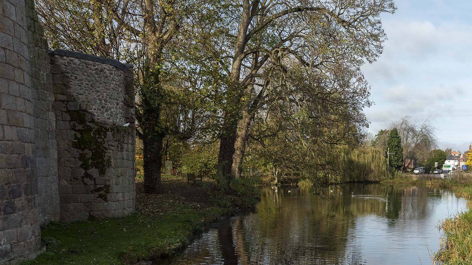 View of the moat from the gatehouse.